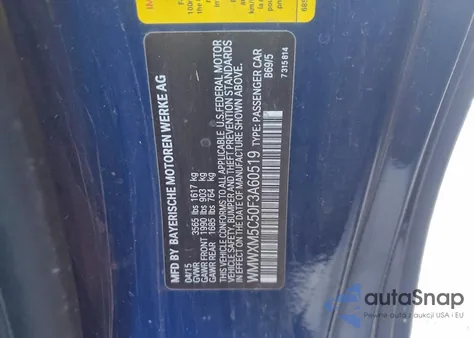 2015 Mini Cooper z USA, uszkodzony, nr VIN WMWXM5C50F3A60519